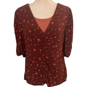 Old Navy Tank & Top Set, Burgundy/Rust, Large, Elbow Sleeve, V Neck
